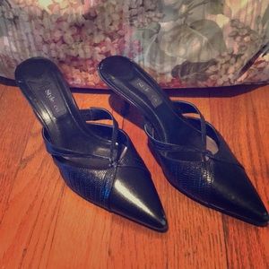 Black open backed Heels